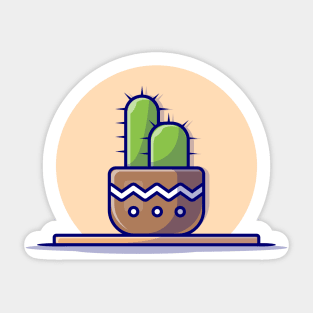 Cactus Plant Cartoon Vector Icon Illustration Sticker